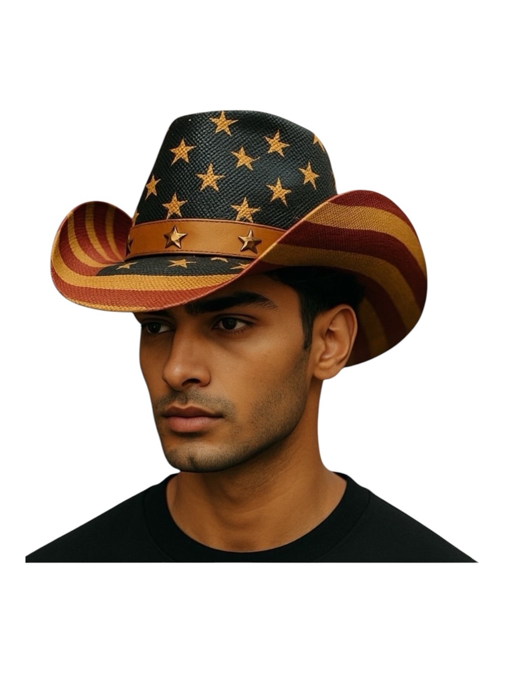 Milani Straw Western Hat Stars/Stripes